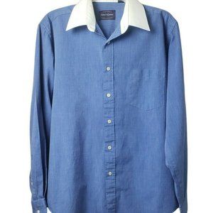 Keats And Lyford Button Down Shirt Size 15.5 34/35 Blue Classic Collection